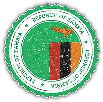 KW Vinyl Zambia Grunge World Flag Stamp Truck Car Window Bumper Sticker Decal 5"