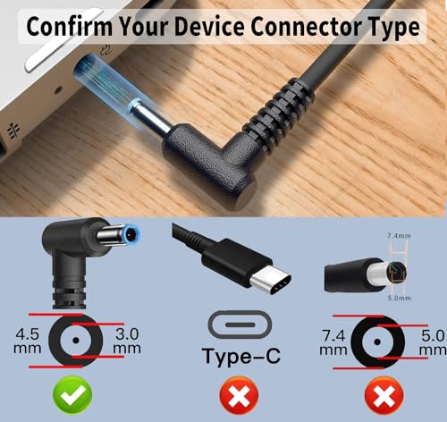 45W 19.5V 2.31A Replacement for HP Laptop Charger Blue Tip,Pavilion x360 Charger 11 13 15, Envy X360 13 15,Zbook 14u G4 G5 15u 15 G3,Stream 11 13 14,HP Model 15 Laptop Charger AC Adapter Power Cord