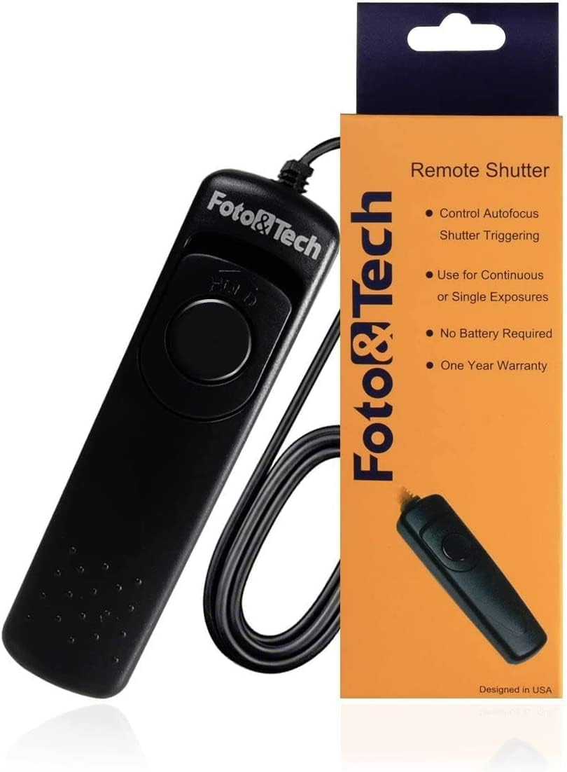 Foto&Tech RS-60E3 Wired Remote Shutter Release Compatible w EOS R7 T8i T7i T6i T6S T5 T5i T4i T3i T3 XT XTi SL3 SL2 RP R M 77D 80D 70D 60D 700D 650D 600D 550D 500D