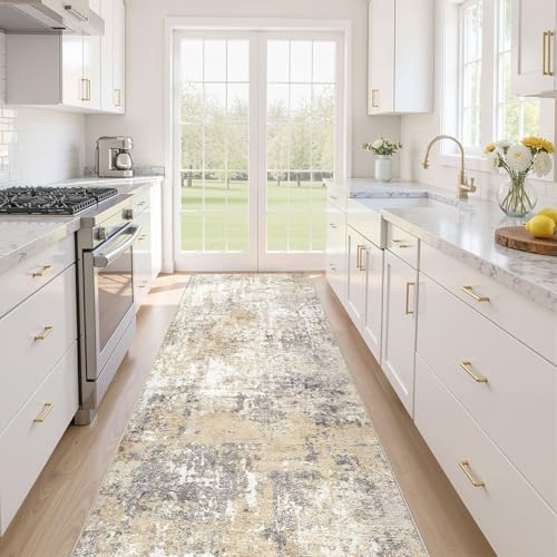 Runner Rug Kitchen Washable Rugs: 2x6 Non-Slip Abstract Soft Modern