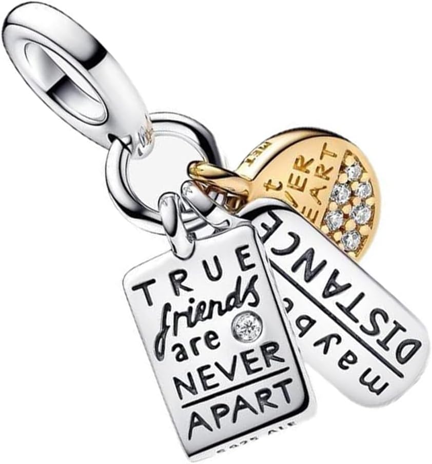 Friendship Triple Dangle Charm for Women Bracelets Necklaces in 925 Sterling Silver,Mother's Day Birthday Christmas