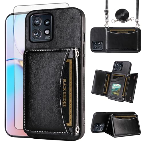 Coque Motorola Edge 40 Pro avec porte-carte et bandoulière pratique