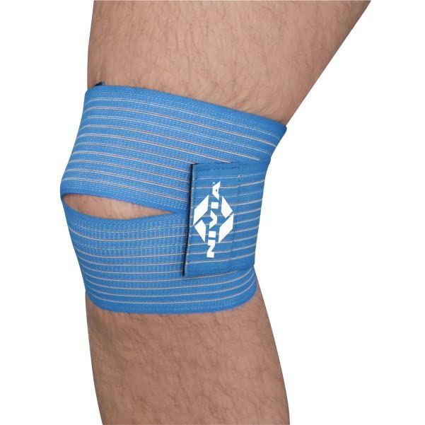 Nivia Compression Knee Straps with Velcro, Knee Braces & Sleeves, For Compression & Circulation Fit in S | M | L | XL & Sky BlueColor, Used for All kind of impact Sports