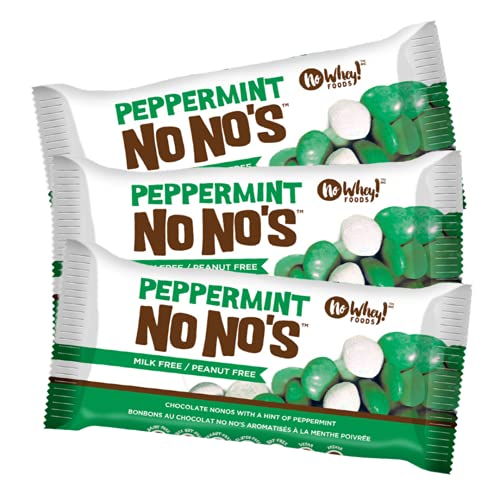 No Whey Foods - Peppermint No No\'s (paquete de 3) - Vegan Chocolate Candy - Sin lácteos, sin maní, sin nueces, sin soya, sin gluten
