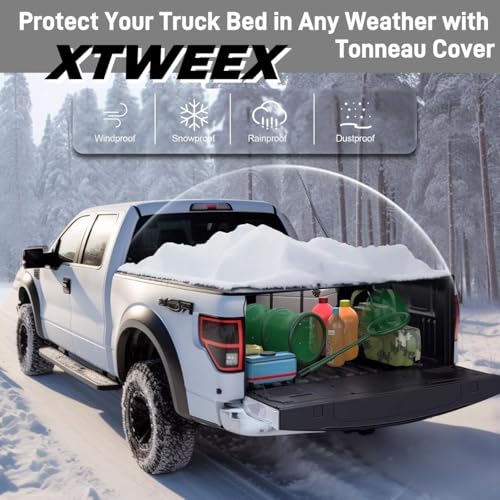 Image of 5' (61 inch) Hard Folding Truck Bed Tonneau Cover for 2019-2026 Ford Ranger 5ft Bed | Locking | Solid & Waterproof & Fiberglass | No Drilling Required | Not Compatible with Cargo Management Rails