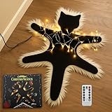 GAWYOEX Light Up Fried Cat Rug Christmas Vacation Decorations, Funny Christmas Decoration Rug with LED Light Always On or Flashing, Halloween Vacation Gifts for Family Friends-USB
