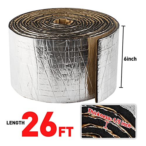 Halero Pipe Wrap Insulation 1/5 Inch Thick Pipe Insulation High Density Waterproof Foam Tape With Self Adhesive Application For Hot Or Cold Pipe 26Ft Length× 6 Inch Width #TOP1