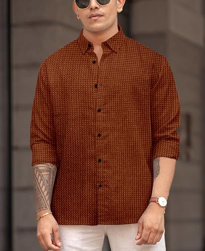 Image of Men's Casual Regular Fit Full Sleeve Collared Shirt, Stylish Fashion Wear