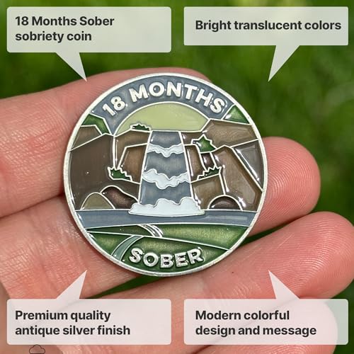 Image of The Achieve Mint 18 Months Sober Token | Eighteen Months Sober Chip | Non-AA Gift, Non-Religious Medallions for Men and Women Celebrating Sobriety