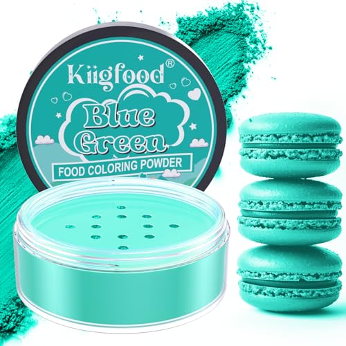 Blue Green Food Coloring Powder - Kiigfood 5g Food Grade Vibrant Powdered Food Coloring, Upgraded Vegan Food Dye Powder for Baking, Cookies, Icing, Cake Decorating, Slime Making