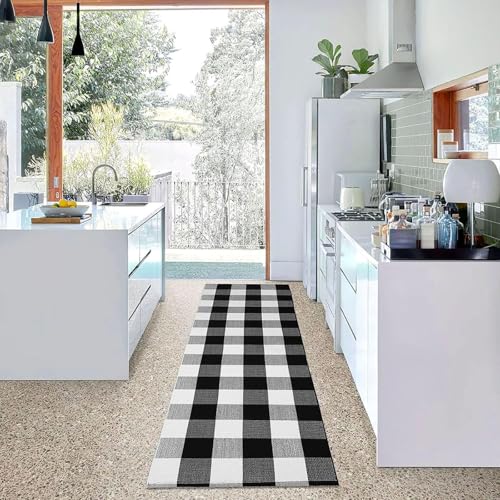 KOZYFLY-Buffalo-Plaid-Rug-2×6-Ft-Black-and-White-Runners-for-Hallways-Washable-Checkered-Rug-Cotton-Kitchen-Runner-Carpet-Runner-Rugs-for-Entryway-Bedroom-Living-Room-Farmhouse-Runner-Rug KOZYFLY Buffalo Plaid Rug 2×6 Ft Black and White Runners for Hallways Washable Checkered Rug Cotton Kitchen Runner Carpet Runner Rugs for Entryway Bedroom Living Room Farmhouse Runner Rug