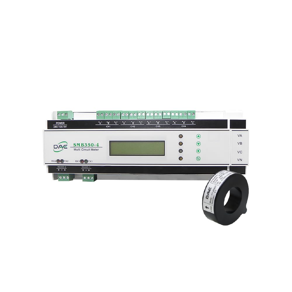 DAE SMB350-UL-4-B Kit, UL,12 Channels Multi-Circuit, Multi-Function Electric Monitor with 8, 200A CTs (1.02” Inner Dia.), RS485