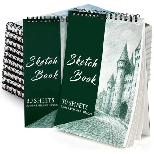 20 Pieces 5.5 x 8.5 Top Spiral Bound Sketch Books 30 Sheets Each (68lb/100gsm) Bulk Artist Sketch Pads Sketch Book for Kids Art Sketchbooks for Painting
