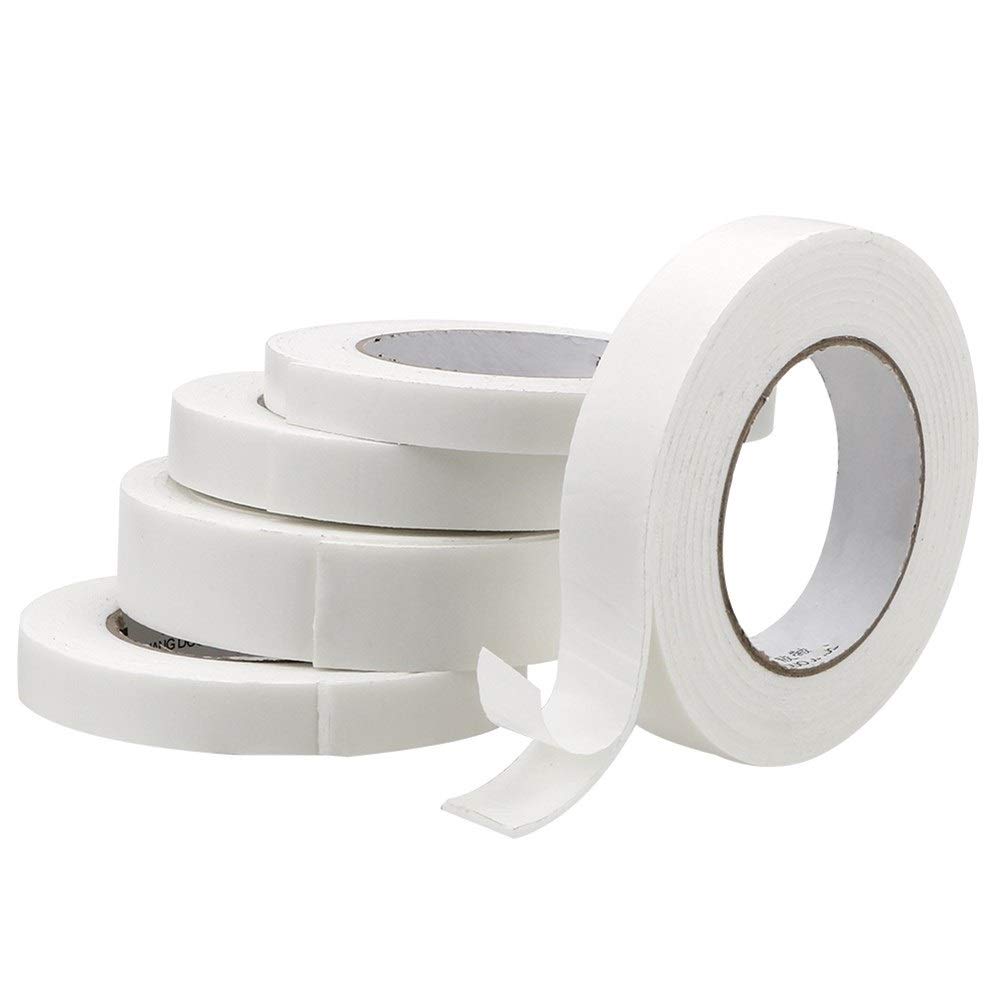 Cinta multiusos 6 rollos de cinta espuma Esponja Cintas doble cara adhesivas acrílica Pegatinas fijas for fotos DIY montaje blanca súper fuerte Almohadilla autoadhesiva(2.5cm)