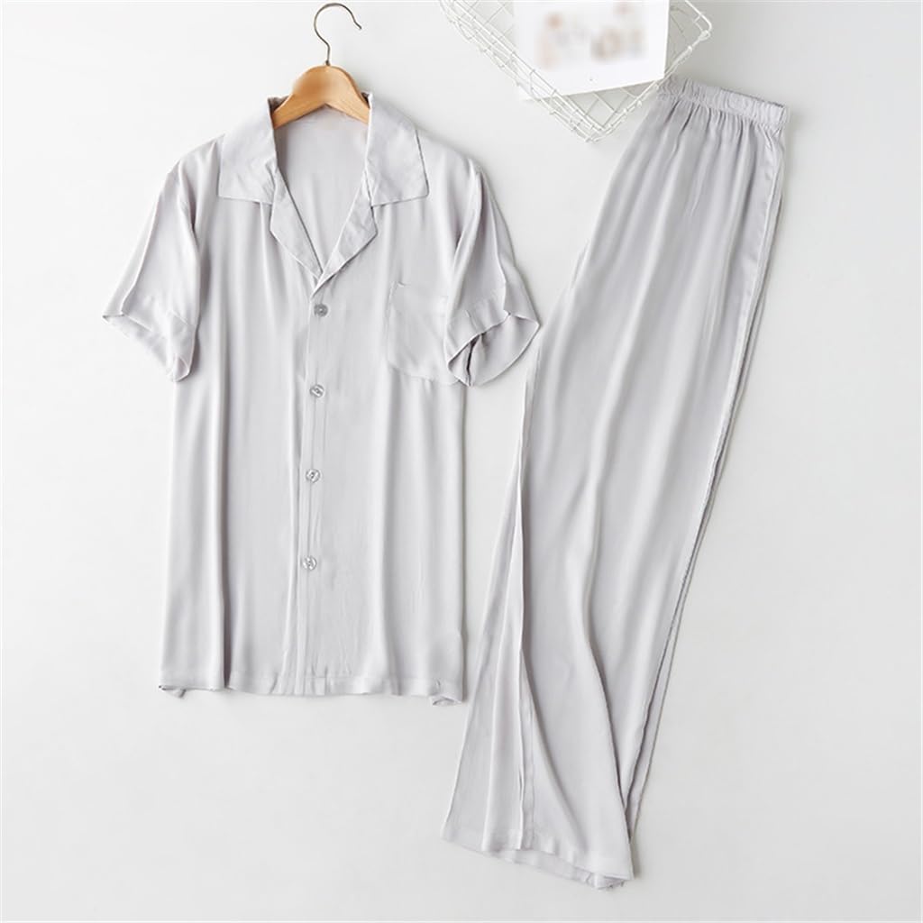 Pyjama d'été pour homme vêtement de détente chic en satin pour des matins relaxants en XL