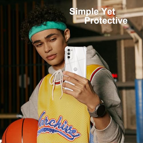 Image of Lustree Back Cover Transparent Case Compatible with Motorola G52 /G82 | Clear + TPU Case with 4 Corner Air Cushion Protection & Camera Protection | Slim& Stylus Cover