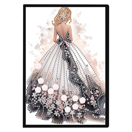 DCIDBEI Caderno de arte com pintura de diamante faça você mesmo, papel em branco, A5, caderno de esc