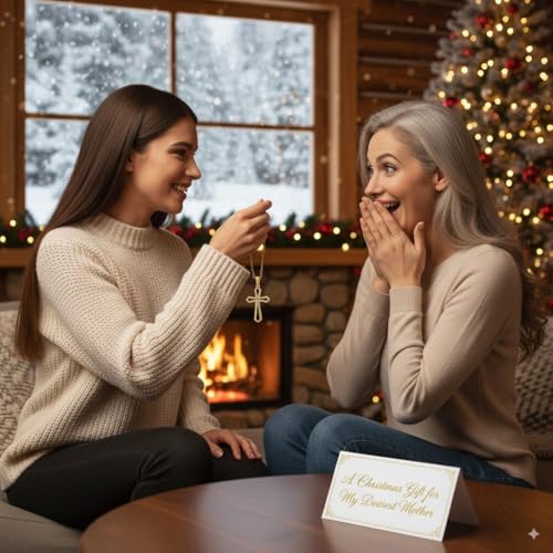 Gold Cross Necklaces for Women 14K Gold Cross Pendant Necklace Chain Necklace Faith Necklaces Cubic Zirconia 7