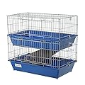 PawHut Double Tier Small Animal Cage Rabbit Guinea Pig Chinchillas Cage w/Ramp Food Dish Water Bottle Deep Trays Pet Home 72 x 44 x 67 cm