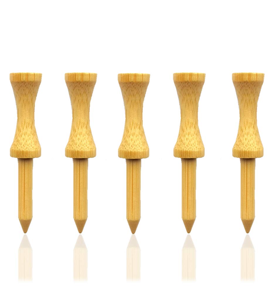 Zivisk Castle Golf Tees 100 Count,2 1/8 inch Step Down Tees Strong Sustainable Biodegradable Bamboo Wood(Natural Color, 54 mm)