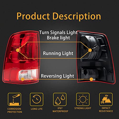 Mikafex Passenger Driver Side Tail Light Compatible With 2009-2018 Dodge Ram 1500 2500 3500 Rear Taillight Tail Lamp Brake Lamp With Bulb Inside #TOP1