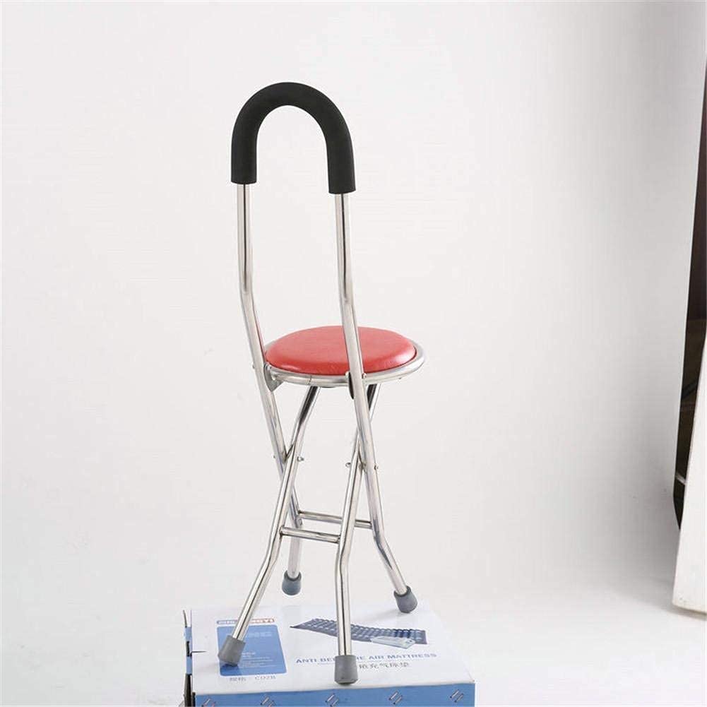 Muletas para Adultos Silla Plegable Taburete con Bastón Ajustable con Muletas y Asiento Regulable en Altura Acero Inoxidable Antideslizante con Base Pequeña de 4 Patas Todo está Bien