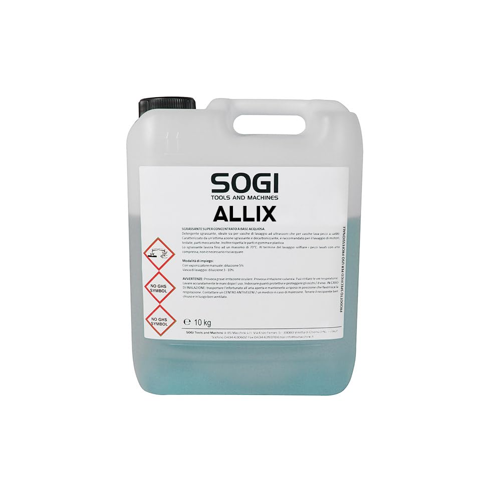 SOGI ALLIX Detergente per rimozione sporco, pulizia, sgrassaggio di acciaio inox e alluminio - da 1L a 25KG (Formato: 10 kg)