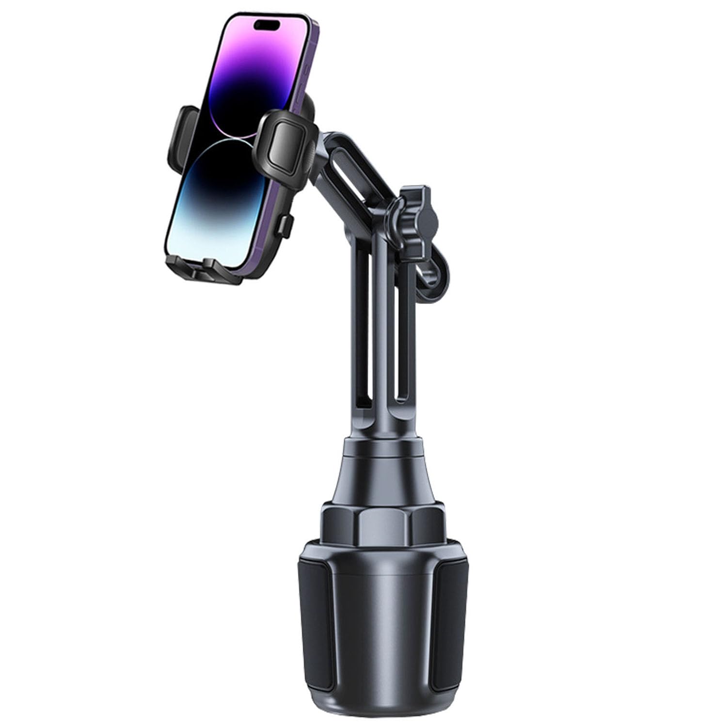 Cup Phone Mount for Car with Expandable Base, Universal Car Cup Phone Cradle Holder with Long and Adjustable Neck Fit with iPhone Samsung Google and All Smartphones