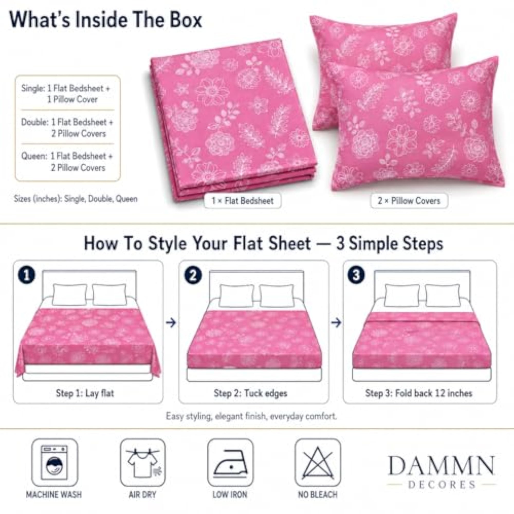 Microfiber Flat Bedsheet for Single Bed, Ultra Soft & Wrinkle Free