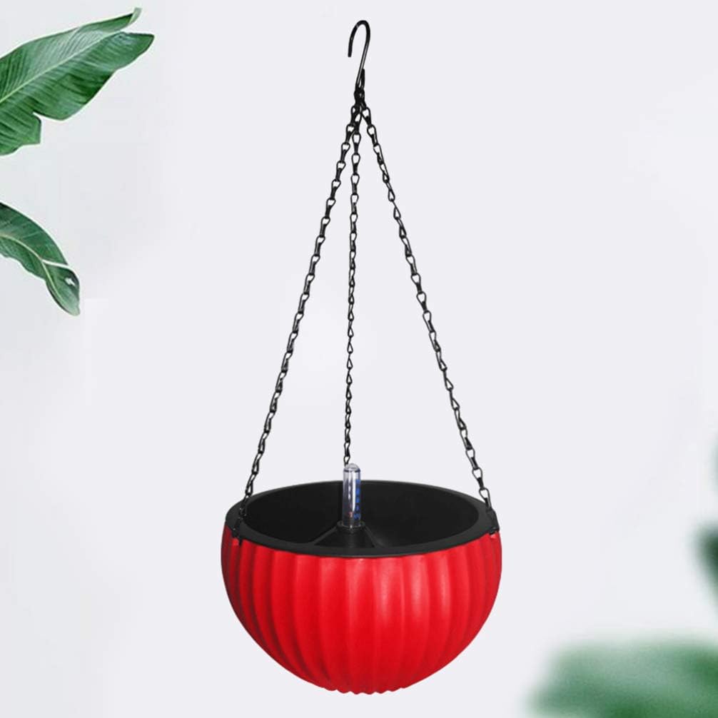 Cabilock Hanging Flower Pot Automatic Water Suction Thickened Plastic Planter Basket for Indoor Outdoor Plants with Water Level Indicator and Stopper