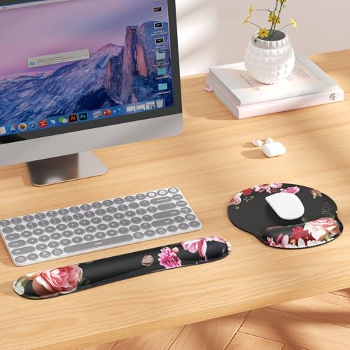 image for KTRIO Ergonomic Keyboard Wrist Rest, Memory Foam Mouse Pad with Wrist 