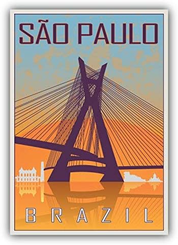 DG Graphics Sao Paulo Brasil etiqueta de viaje arte decoración 4'' x 5'' vinilo adhesivo ventana de pared cualquier superficie lisa