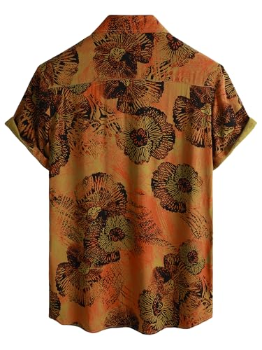 Image of JOTOOK Mens Hawaiian Shirt Short Sleeve Button Down Tropical Shirts Casual Floral Summer Beach Shirt