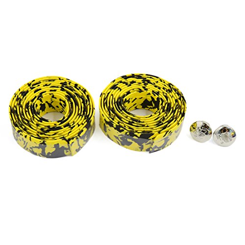 Ruilogod Barre de vélo de vélo Barbon barbar antidérapant Noir Black Yellow 2 pcs
