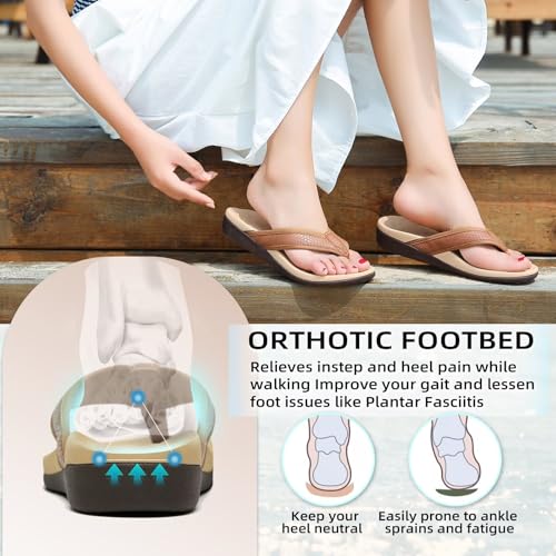 Image of Orkii Womens Plantar Fasciitis Feet Sandals, Best Orthotic Flip Flops With Arch Support, Comfortable Walking Sandals