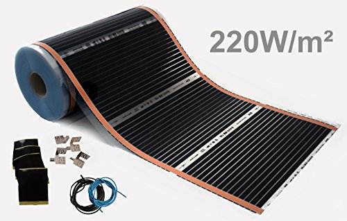 Preisvergleich Produktbild Elektrische Infrarotheizung Fußbodenheizung Laminatheizung Infrarot Fußbodenheizung 220 Watt Rollenware (15,0 m²)