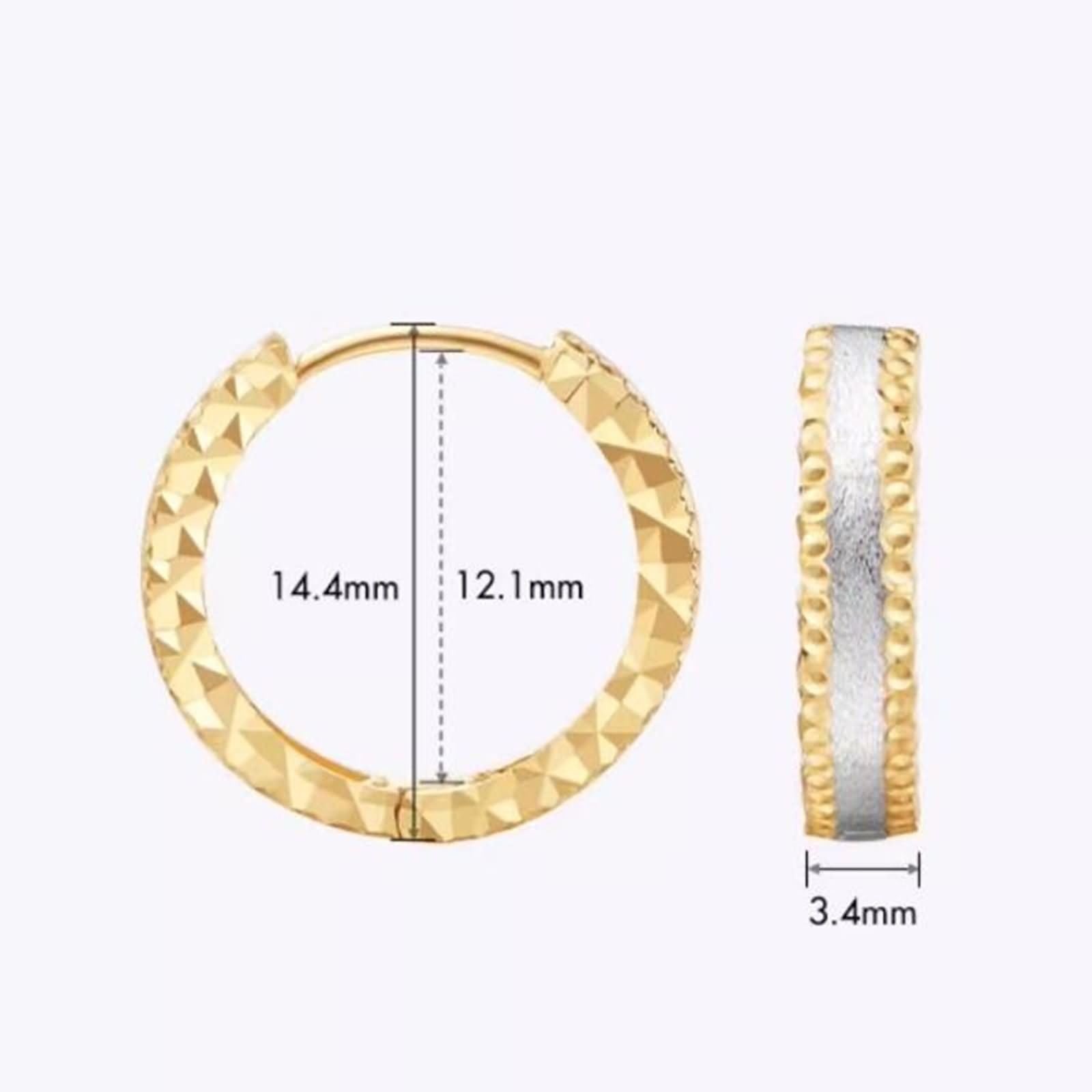 Pendientes de Mujer Oro Amarillo 9K / 14K / 18Kt, Redondo Bicolor, Pendientes Boda de Aro de Mujer Oro Plata