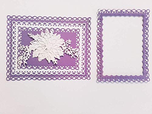 Diy Scrapbooking Artist AMZ-061 5 Pcs/Set Nested Stitched Scallop Rectangle Frame Cutting Dies,Diy Artist Metal Cutting Dies Stencils Metal Cutting Dies Scrapbooking Crafting Paper Card Make Emboss Stencil Templat 10.7X13.10 Cm thumb #6