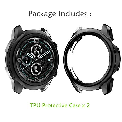 sciuU Funda para TicWatch Pro 3 / TicWatch Pro X , [Conjunto de 2] Carcasa Protectora para TicWatch Pro 3, Flexible TPU Protectora Resistente a los Golpes Shell Protector – Negro