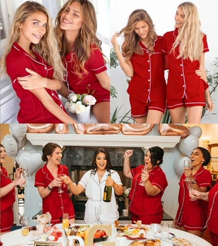 Image of SWOMOG Womens Button Down Pajamas Set Short Sleeve Sleepwear Bride Soft Pj Lounge Sets XS-3XL