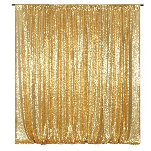 Poise3EHome Gold Sequin Backdrop,8FT x 8FT Sequin Photography Backdrop Curtain for Party Decoration