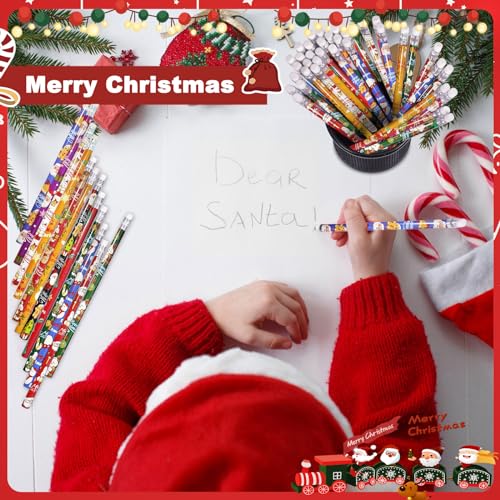 24 lápices navideños con borrador emzrivo miniatura 6