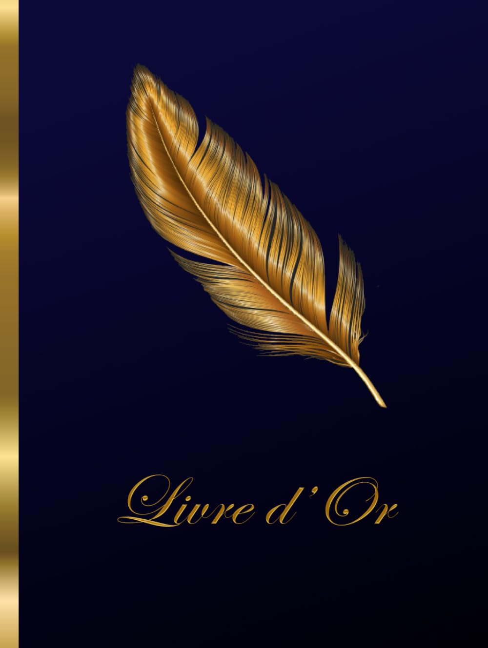 Livre d'or plume dorée de 100 pages vierges au format portrait pour événements