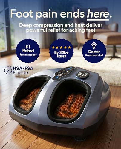 Image of MIKO Foot Massager Machine - Deep Kneading, Shiatsu, Air Compression, and Heat Therapy - Plantar Fasciitis, Diabetics, Neuropathy, Fits Up to Men Size 12