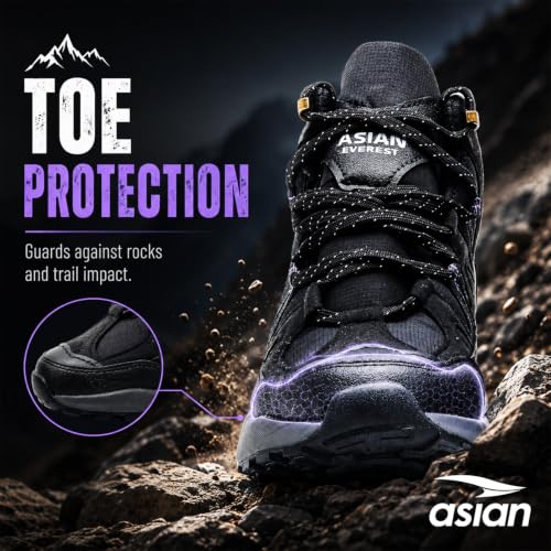 Image of ASIAN Everest W-21 Women's Trekking & Hiking Shoes | Durable Outdoor Footwear with Anti-Slip Outsole, Soft Cushion Comfort & Water-Resistant Upper | Ideal for Travel, Biking & Trails