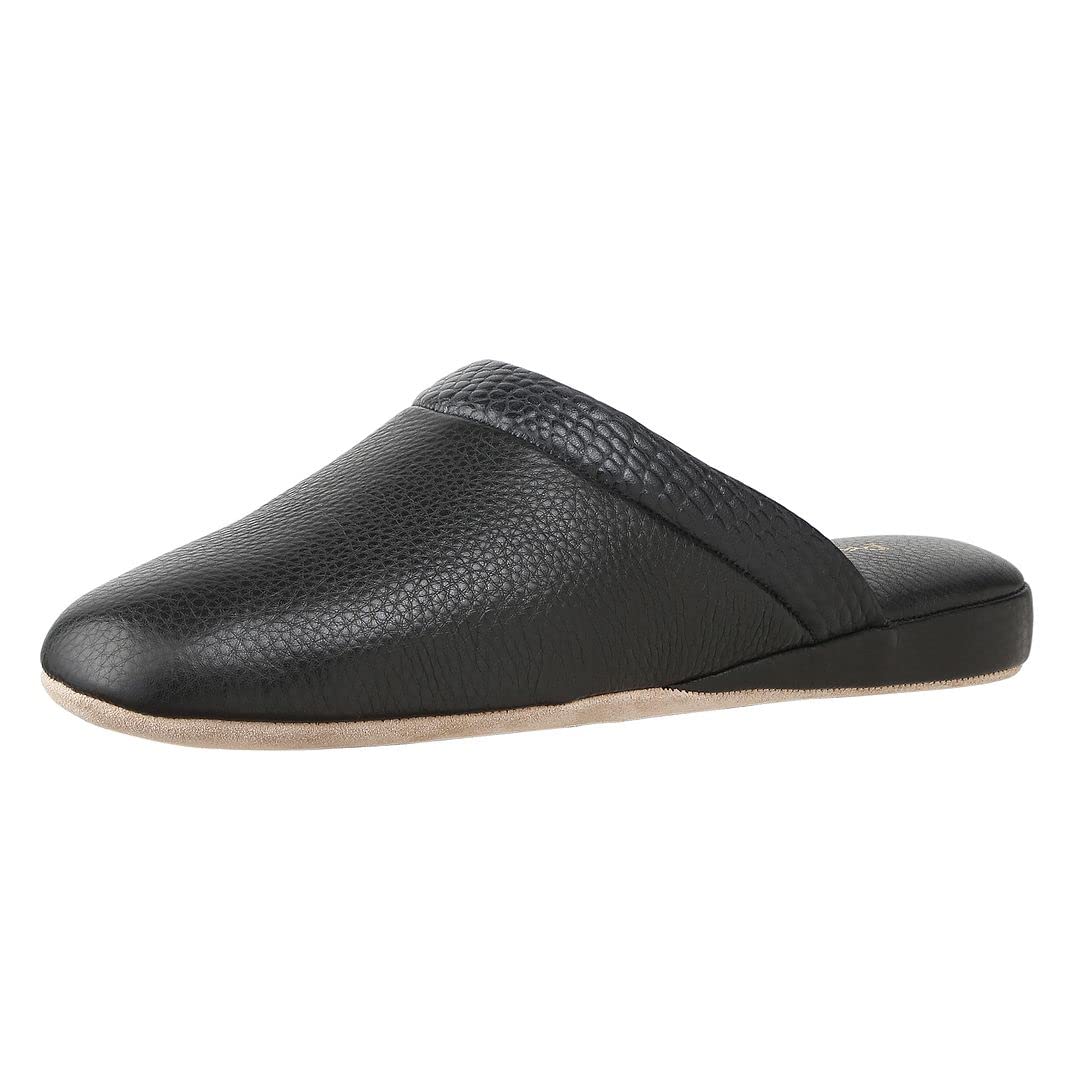 PAMIR Pantuflas de piel texturizada de primera calidad para hombre con espuma viscoelástica