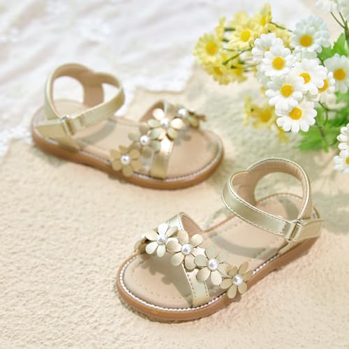 Image of Otter MOMO Girls Open Toe Princess Flat Sandals with Comfort Sole Summer Sandals