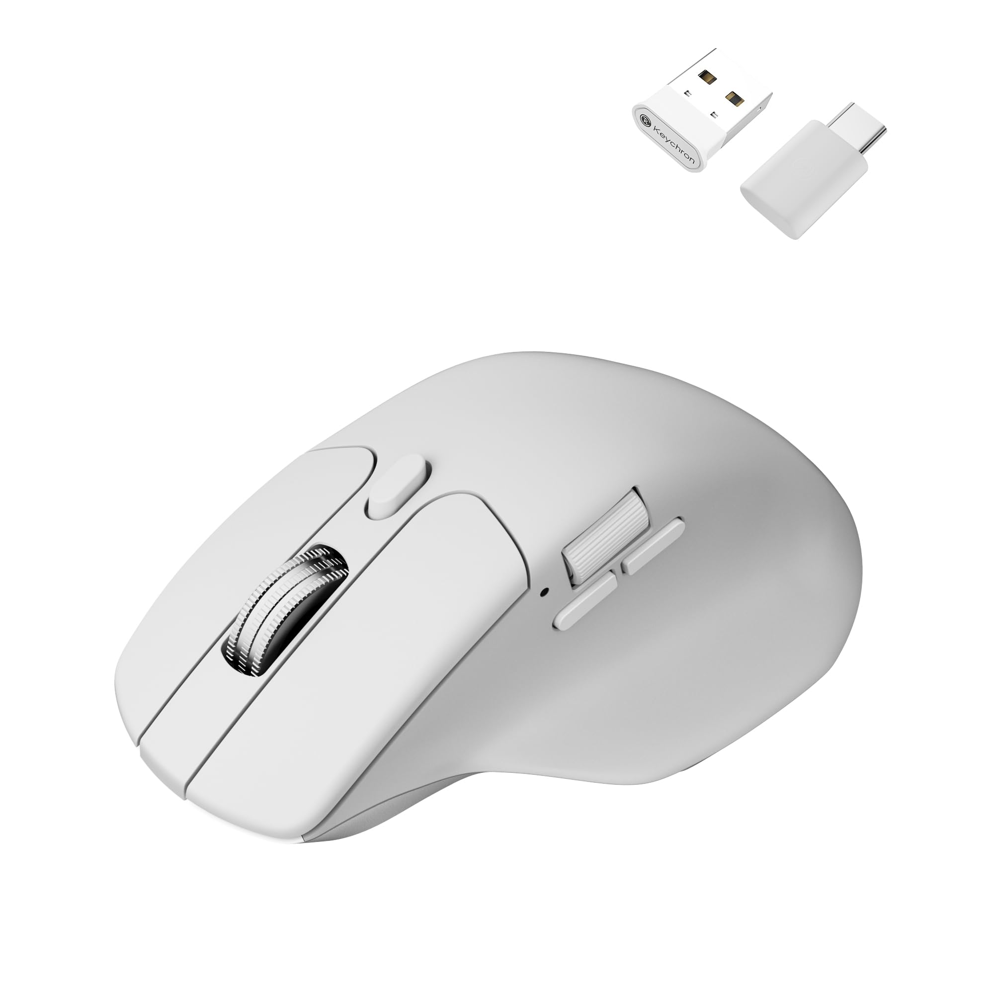 Keychron Mouse wireless M6 1K completamente silenzioso, 2,4 GHz/Bluetooth 5.1/Wired, sensore PixArt 3311, pulsanti programmabili, pulsante di scorrimento laterale, fino a 12.000 DPI/750 IPS leggero