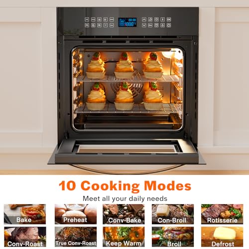 Empava EMPV-24WOC17-LTL 24 Inch 10 Cooking Functions W/Rotisserie Electric Led Digital Display Touch Control Built-In Convection Single Wall Oven thumb #3
