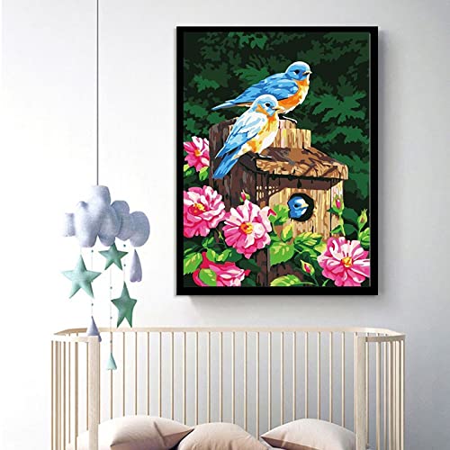 Broderie diamant oiseau 5D grand format pour embellir le salon familial